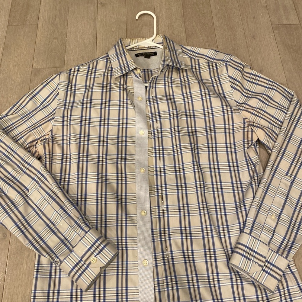 Banana Republic Beige and Blue Checkered Shirt